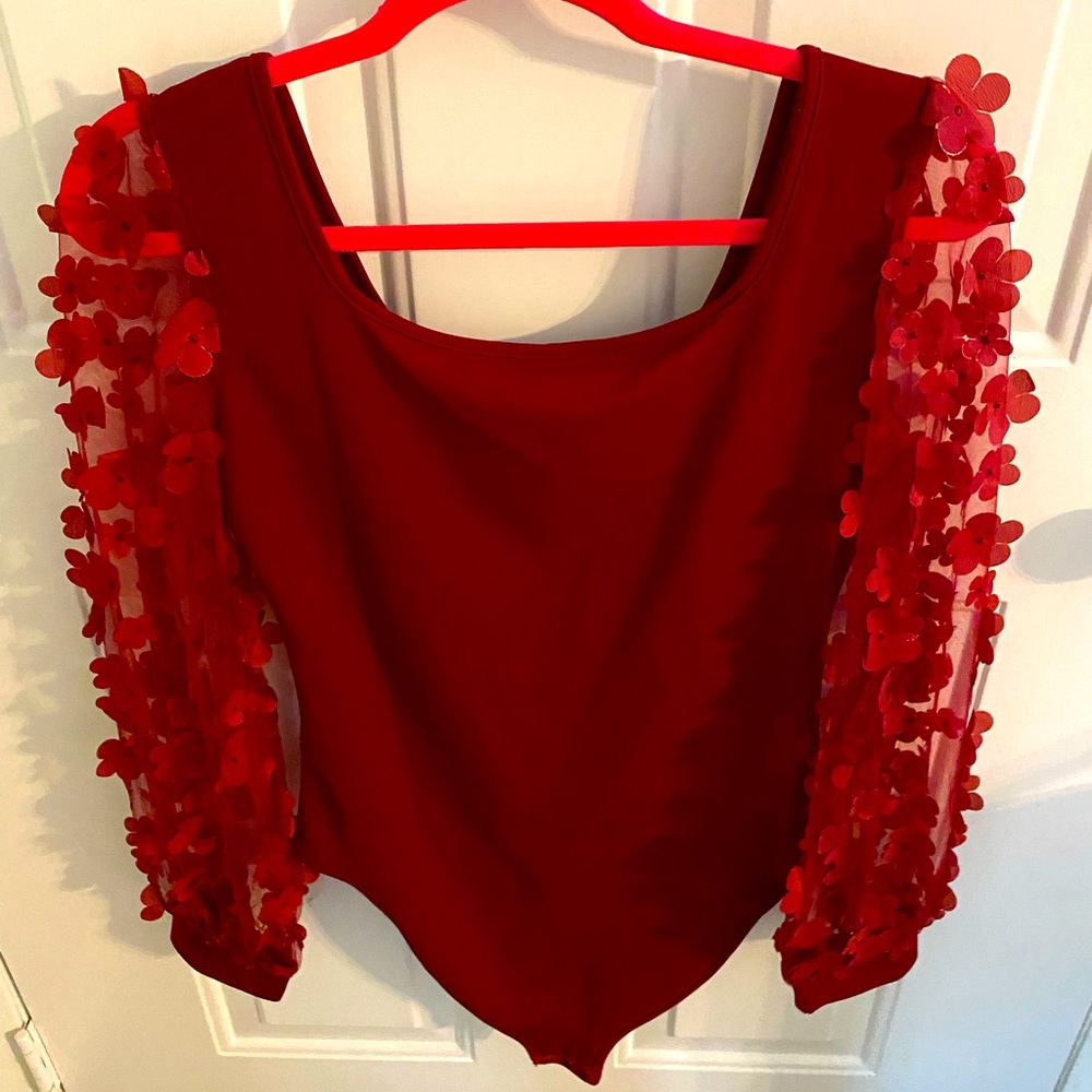 Body suit with Flower embellishments